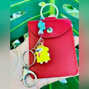 Red ID Keychain Holder with Yellow Charm